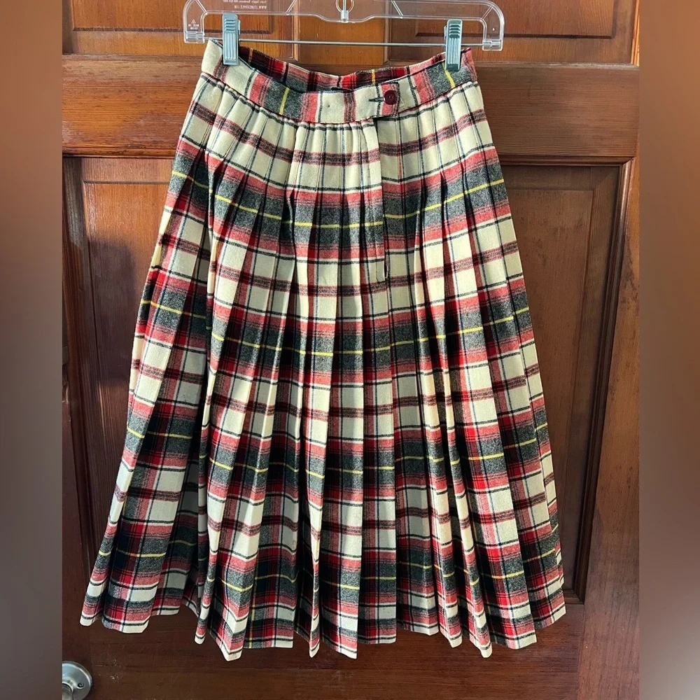 Vintage Pendleton Plaid Wool Pleated Skirt Girls 12 XXS Tartan Made in USA
